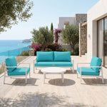 Set Cuscini Salotto da Giardino 60x60 Blu Caraibi - Sfoderabile & Anti-UV (Seduta + Schienale)