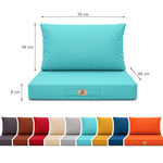 Set Cuscini Salotto da Giardino 60x70 Blu Caraibi - Sfoderabile & Anti-UV (Seduta + Schienale)