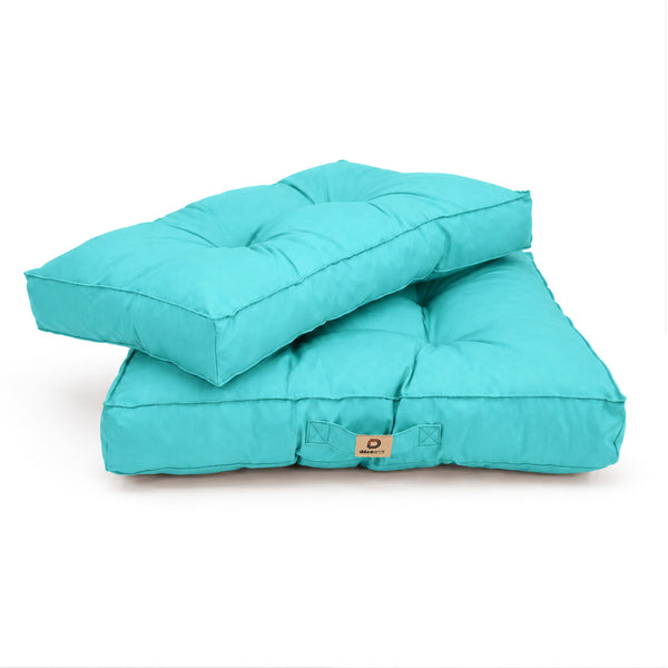 Set Cuscini Trapuntati 50x50 Blu Caraibi - Spesso 15cm & Morbido (Seduta + Schienale)