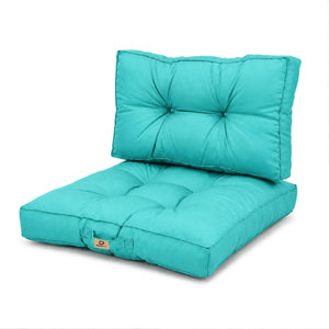 Set Cuscini Trapuntati 50x50 Blu Caraibi - Spesso 15cm & Morbido (Seduta + Schienale)