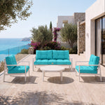 Set Cuscini Trapuntati 50x50 Blu Caraibi - Spesso 15cm & Morbido (Seduta + Schienale)
