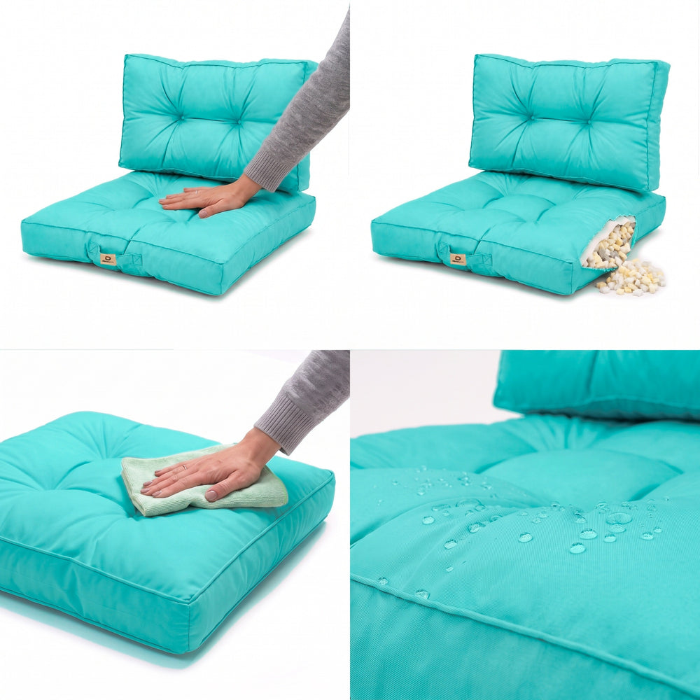 Set Cuscini Trapuntati 50x50 Blu Caraibi, per interno ed esterno