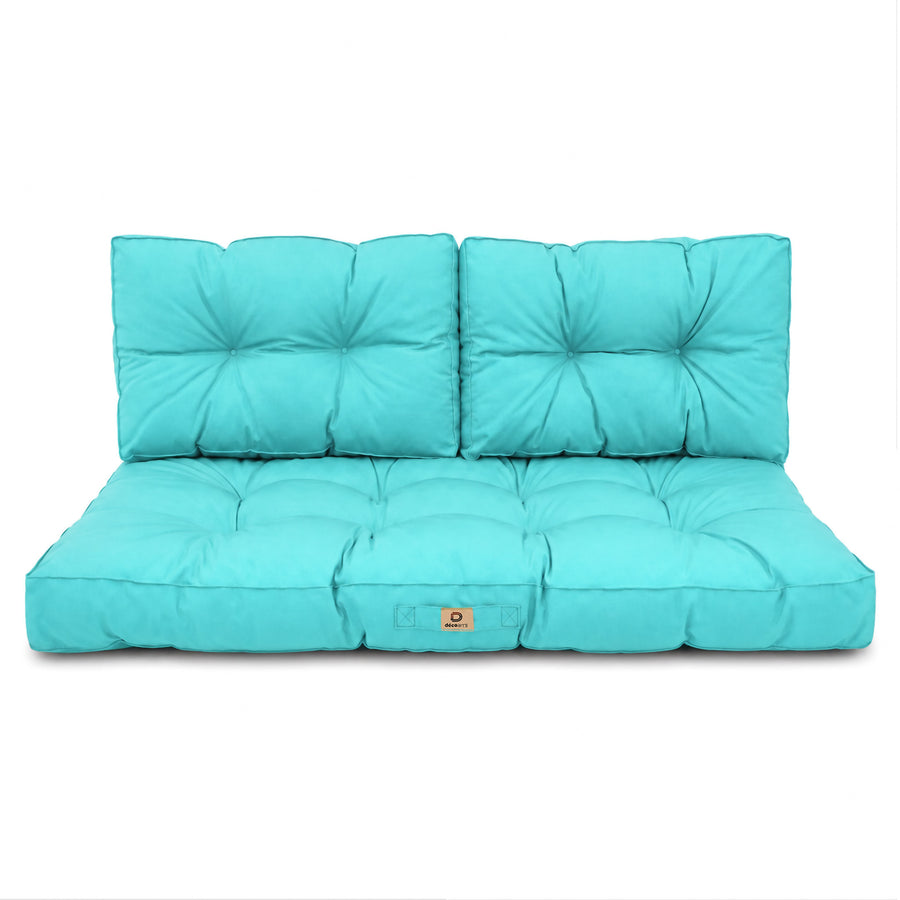 Set Cuscini Trapuntati per Panchina 100x50 Blu Caraibi, certificato OEKO-TEX