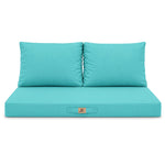 Set Cuscini Salotto da Giardino 120x60 Blu Caraibi - Sfoderabile & Anti-UV (1 Seduta + 2 Schienali)