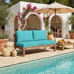 Set Cuscini Salotto da Giardino 100x50 Blu Caraibi - Sfoderabile & Anti-UV (1 Seduta + 2 Schienali)