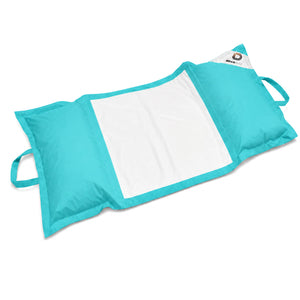 Pouf Galleggiante Piscina XXL 170x90 Blu Caraibi - Materassino Amaca a Perle (Comfort Adulto)