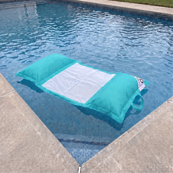 Pouf Galleggiante Piscina XXL 170x90 Blu Caraibi - Materassino Amaca a Perle (Comfort Adulto)