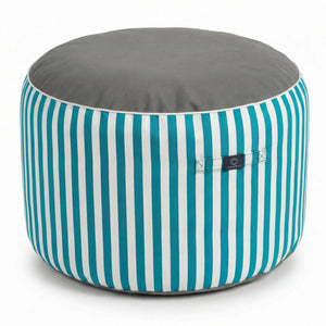 Pouf Rotondo Righe Turchese - Premium 270g - Altezza 40cm Diametro 70cm