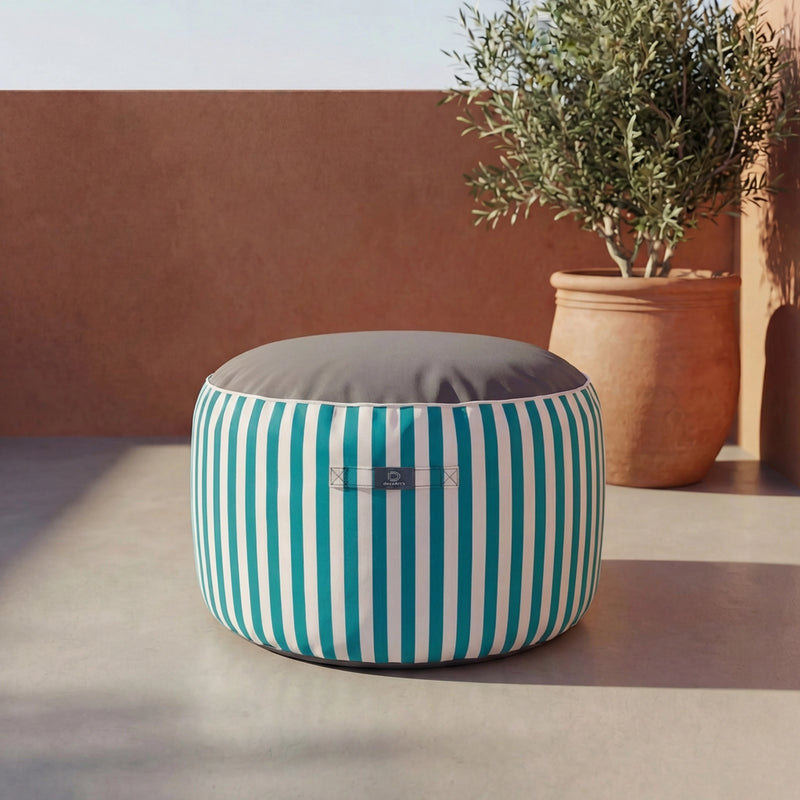 Pouf Rotondo Righe Turchese - Premium 270g - Altezza 40cm Diametro 70cm