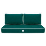 Set Cuscini Premium 100x50 Verde Smeraldo - 1 Seduta + 2 Schienali (Spesso 12cm & Passepoil)