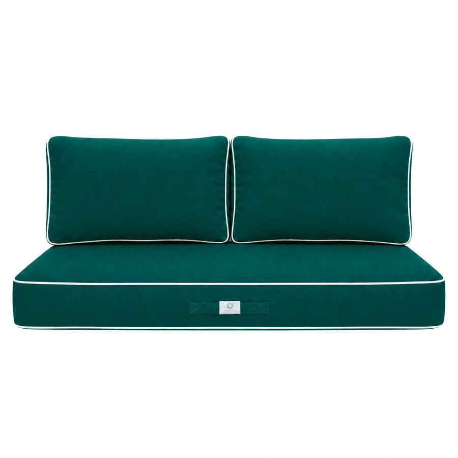 Set Cuscini Premium 100x50 Verde Smeraldo, fodera sfoderabile