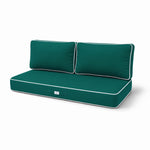 Set Cuscini Premium 100x50 Verde Smeraldo - 1 Seduta + 2 Schienali (Spesso 12cm & Passepoil)