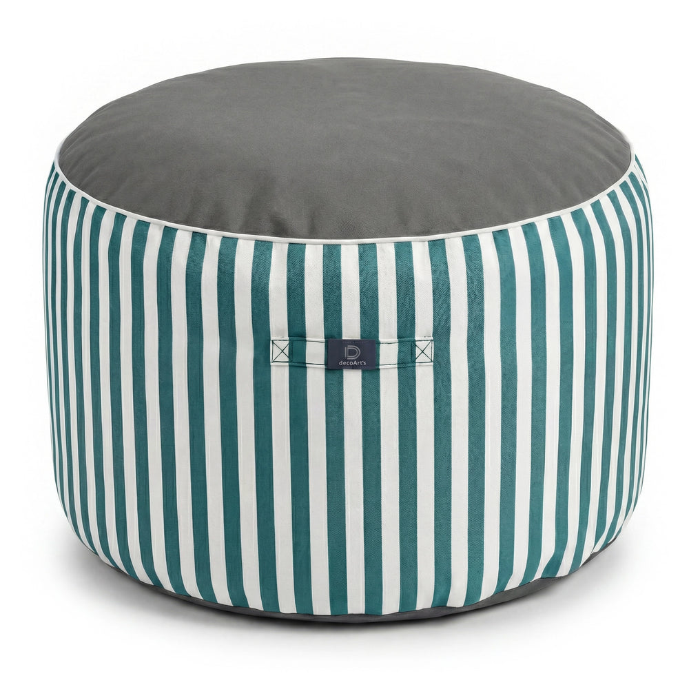 Pouf Rotondo Righe Verde, per interno ed esterno