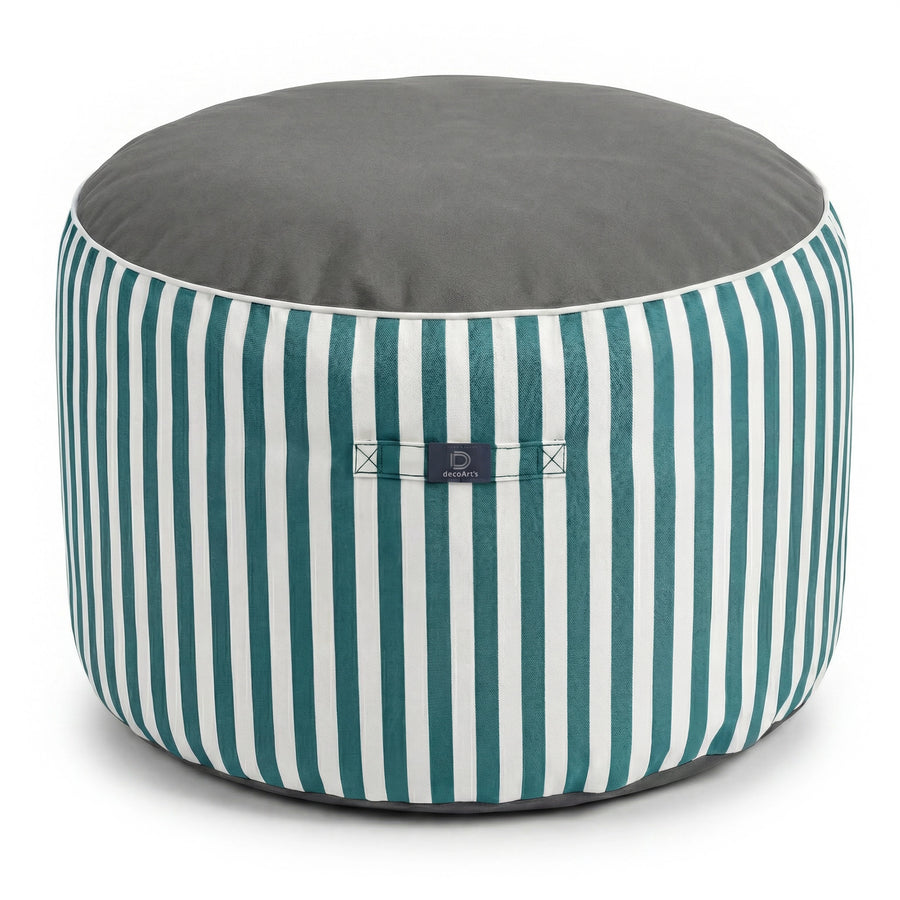 Pouf Rotondo Righe Verde, per interno ed esterno