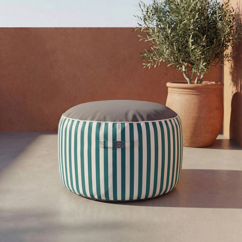 Pouf Rotondo Righe Verde - Premium 270g - Altezza 40cm Diametro 70cm