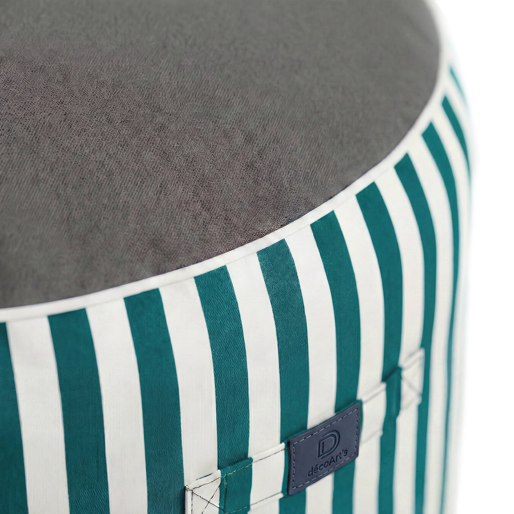 Pouf Rotondo Righe Verde, imbottitura in perle e fibre di poliestere