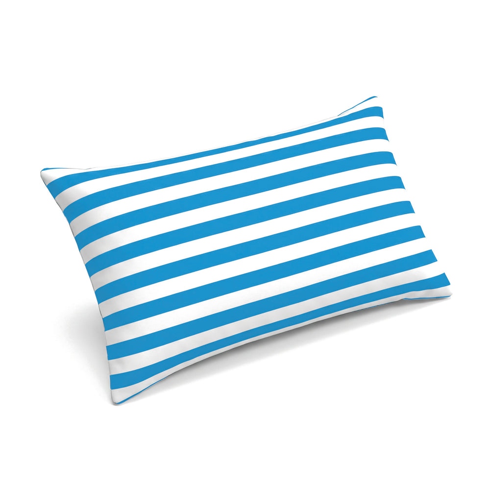 Poggiatesta 60x35, righe turchesi, del materassino premium per lettino