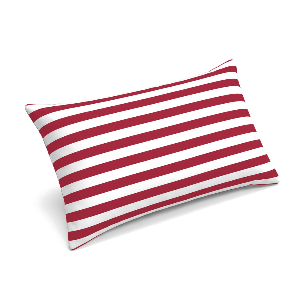Poggiatesta 60x35, righe rosse, del materassino premium per lettino
