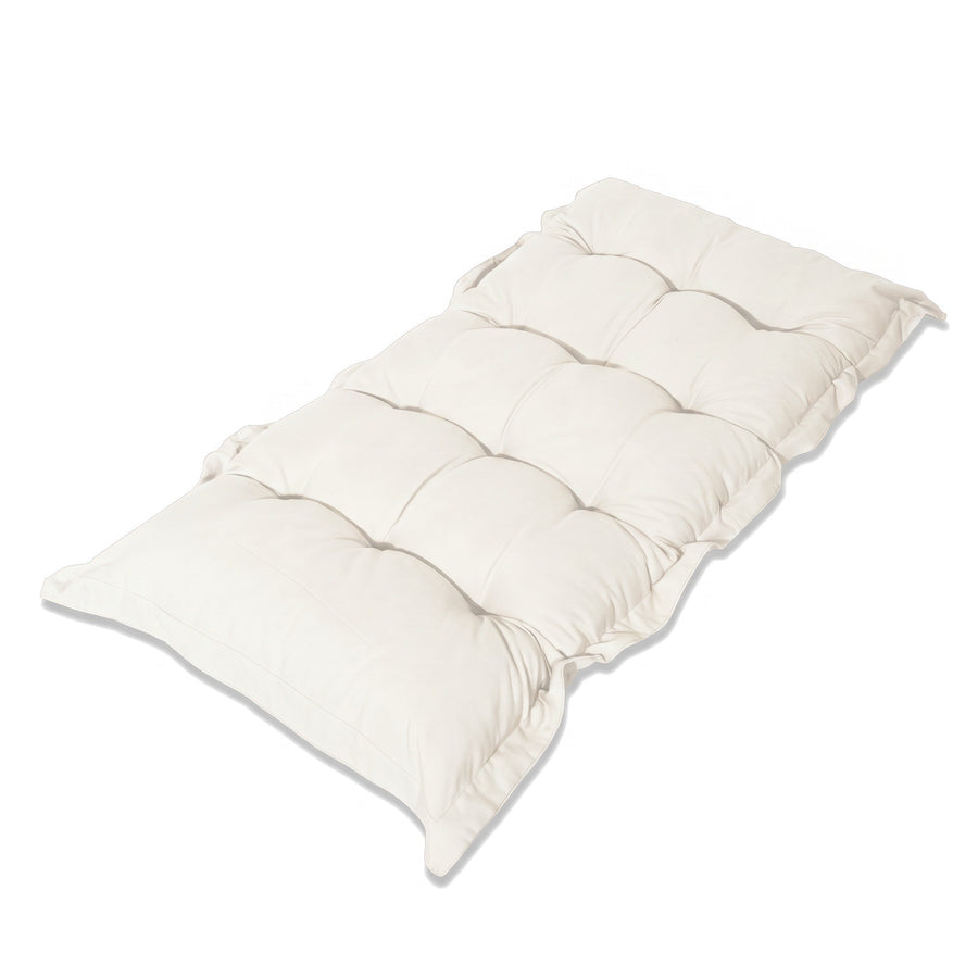 Cuscino trapuntato per panca e pavimento 120x60 Bianco Sporco con lacci, su fondo bianco