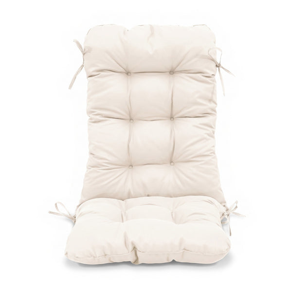 Cuscino sedia con schienale alto 120x50 Bianco Sporco trapuntato con lacci, vista frontale