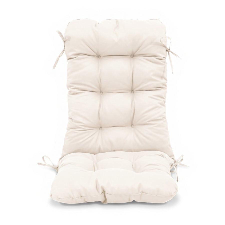 Cuscino sedia con schienale alto 120x50 Bianco Sporco trapuntato con lacci, vista frontale