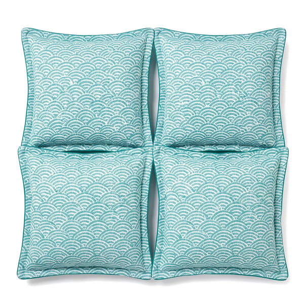 Set di 4 cuscini decorativi 45x45 motivo Ventagli Verdi