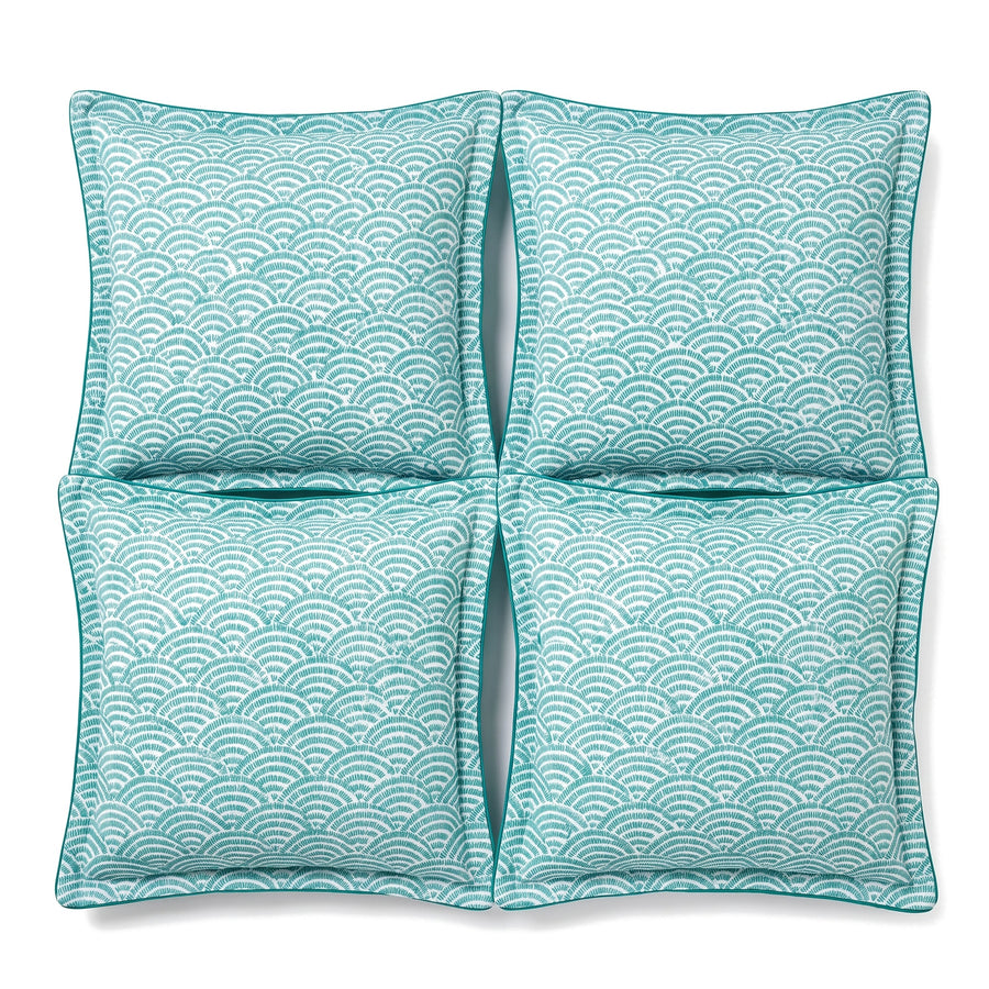 Set di 4 cuscini decorativi 45x45 motivo Ventagli Verdi