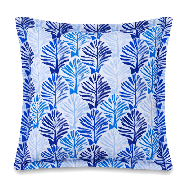 Cuscino decorativo 45x45 motivo Fogliame Blu, vista frontale