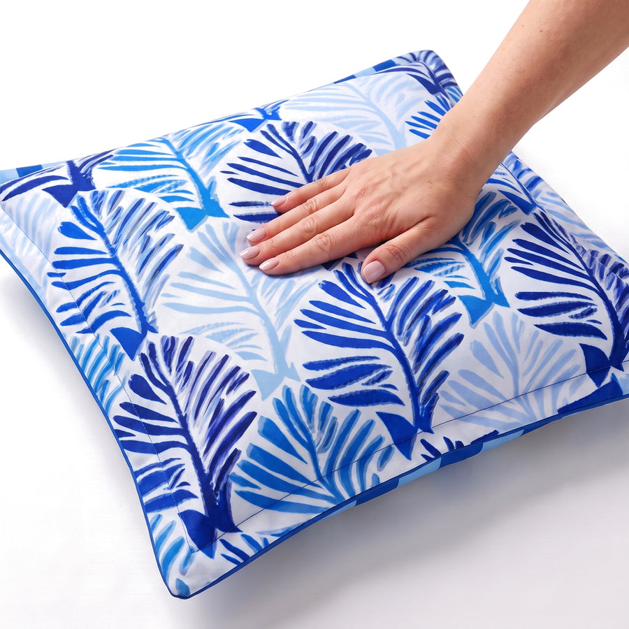 Cuscino decorativo 45x45 motivo Fogliame Blu – imbottitura morbida in fibra di poliestere