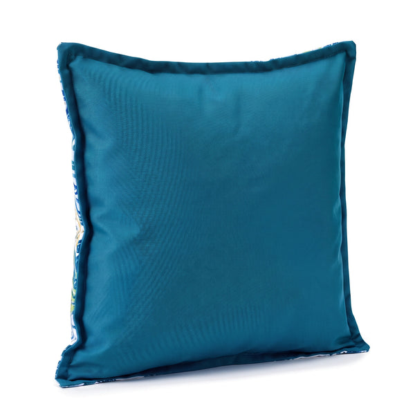 Cuscino decorativo 45x45 motivo Geometrico Verde, retro blu petrolio tinta unita