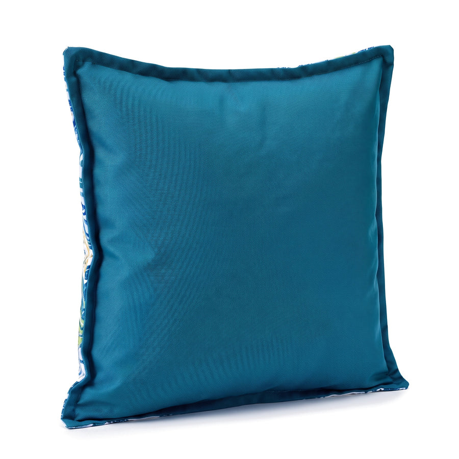 Cuscino decorativo 45x45 motivo Geometrico Verde, retro blu petrolio tinta unita