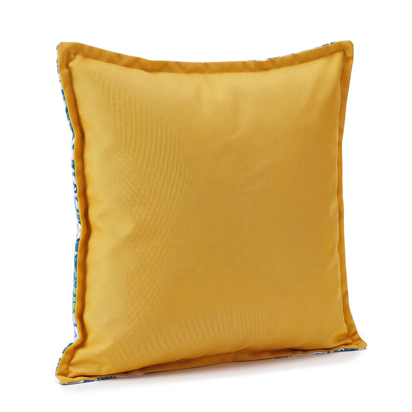 Cuscino decorativo 45x45 motivo Righe Solari, retro giallo tinta unita
