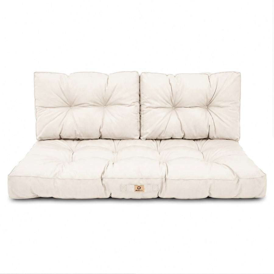 Set cuscini trapuntati per panchina 100x50 Bianco Sporco, vista frontale