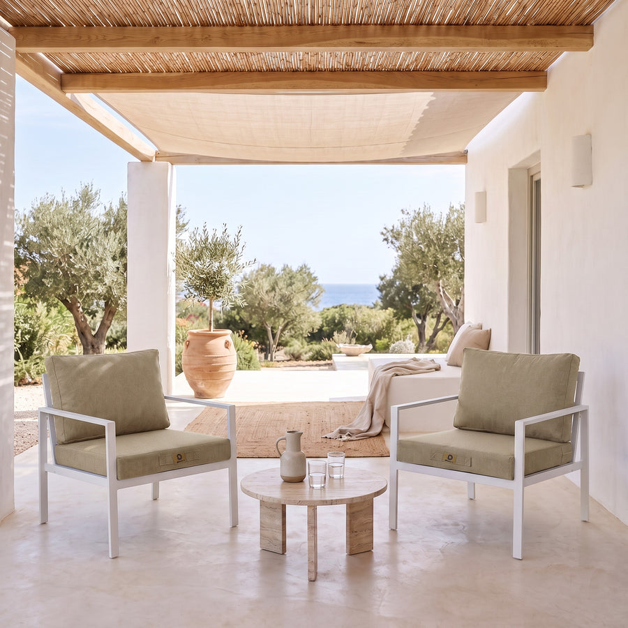 Set Cuscini Poltrona 50x50 Beige - Effet Lin & Sfoderabile (Seduta + Schienale)
