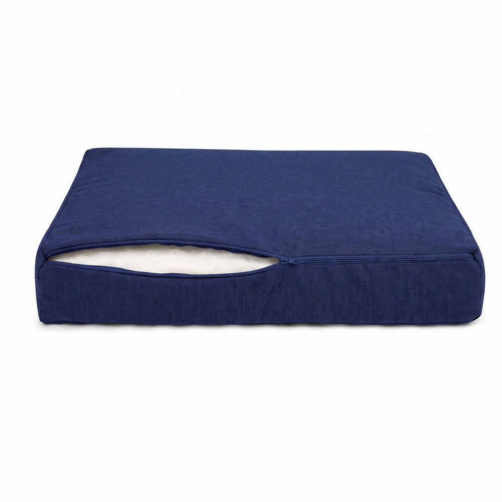 Fodera del cuscino effetto lino Blu Indaco con cerniera sul retro