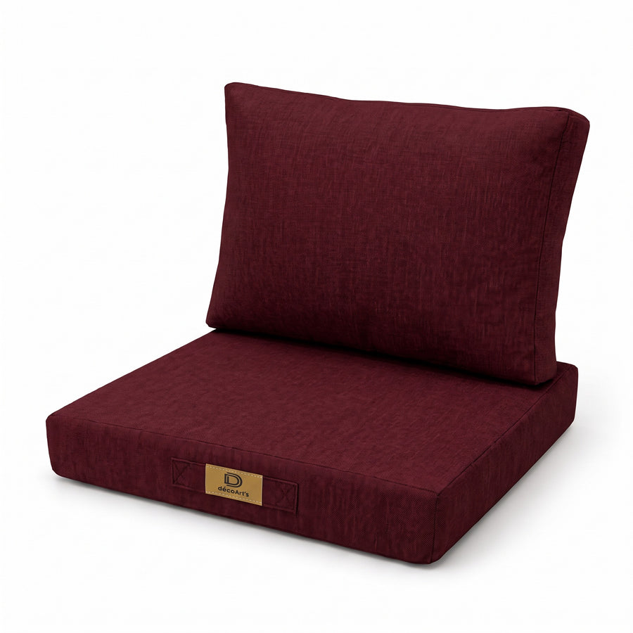 Set Cuscini Poltrona 50x50 Prugna - Effet Lin & Sfoderabile (Seduta + Schienale)