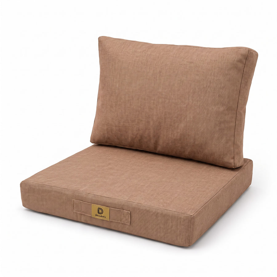 Set Cuscini Poltrona 50x50 Terracotta - Effet Lin & Sfoderabile (Seduta + Schienale)