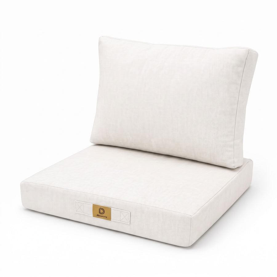 Set Cuscini Poltrona 60x60 Bianco Cassé - Effet Lin & Sfoderabile (Seduta + Schienale)