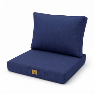 Set Cuscini Poltrona 60x60 Blu Indaco - Effet Lin & Sfoderabile (Seduta + Schienale)
