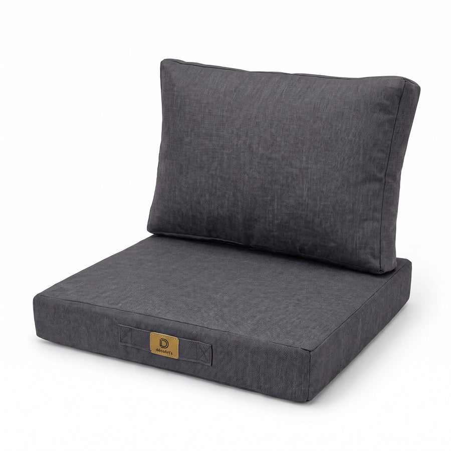 Set Cuscini Poltrona 60x60 Grigio Chiné - Effet Lin & Sfoderabile (Seduta + Schienale)