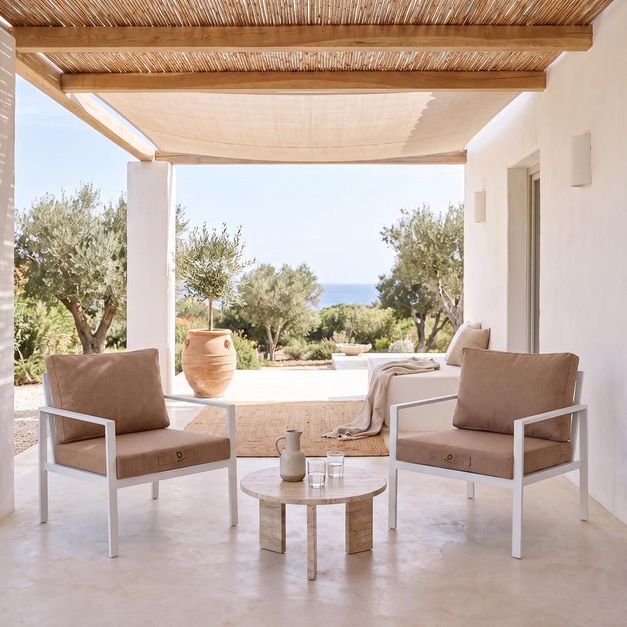 Set Cuscini Poltrona 60x60 Terracotta - Effet Lin & Sfoderabile (Seduta + Schienale)