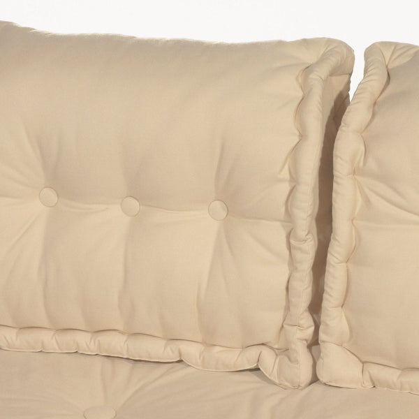 Kit de coussins Deco Arts palette Europe 120x80 cm beige clair avec assise épaisse 20 cm et deux dossiers pour fauteuils et canapés.