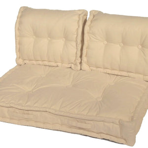 Set Cuscini Pallet Europa 120x80 Beige Clair - Seduta XXL Spessa 20cm (1 Seduta + 2 Schienali)
