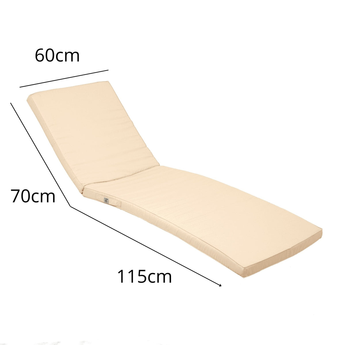 Materassino Lettino Prendisole 185x60 Beige - Sfoderabile & Impermeabile (Sdraio) – schema con le misure