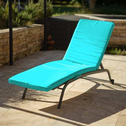 Cuscino per lettino prendisole - Materasso per sdraio sfoderabile - 185x60x5 cm - Blu Caraibi