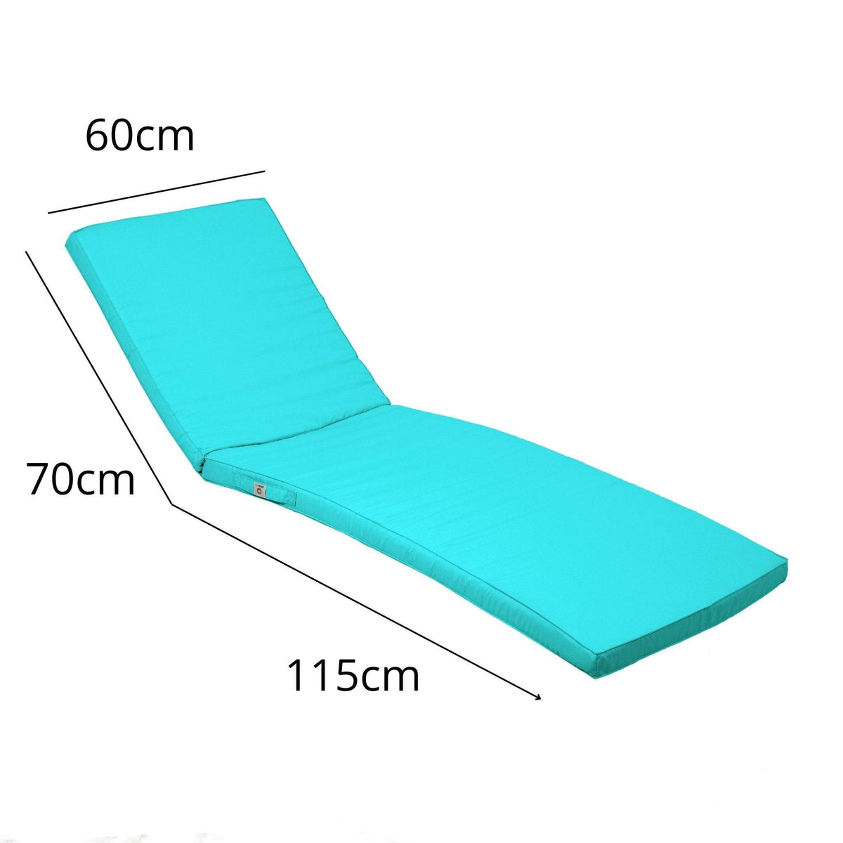 Materassino Lettino Prendisole 185x60 Blu Caraibi - Sfoderabile & Impermeabile (Sdraio) – schema con le misure