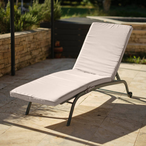 Cuscino per lettino prendisole - Fodera sfoderabile per sedia a sdraio - 185x60x5 cm - Grigio Ciottolo