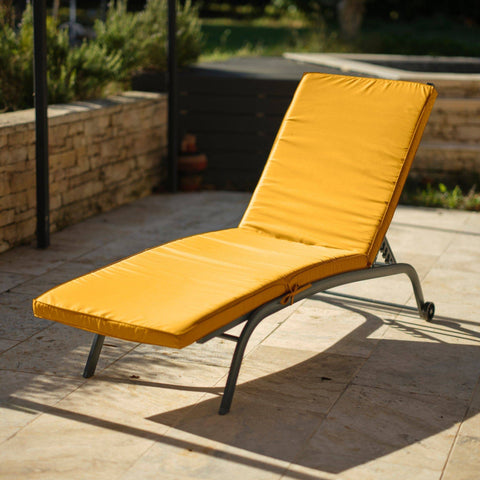 Cuscino per lettino prendisole - Fodera sfoderabile per sedia a sdraio - 185x60x5 cm - Giallo miele