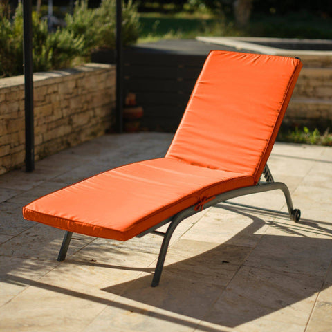 Cuscino per lettino prendisole - Fodera sfoderabile per sedia a sdraio - 185x60x5 cm - Arancione