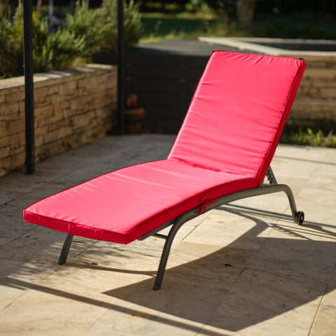 Cuscino per lettino prendisole - Fodera sfoderabile per sedia a sdraio - 185x60x5 cm - Rosso Peperoncino